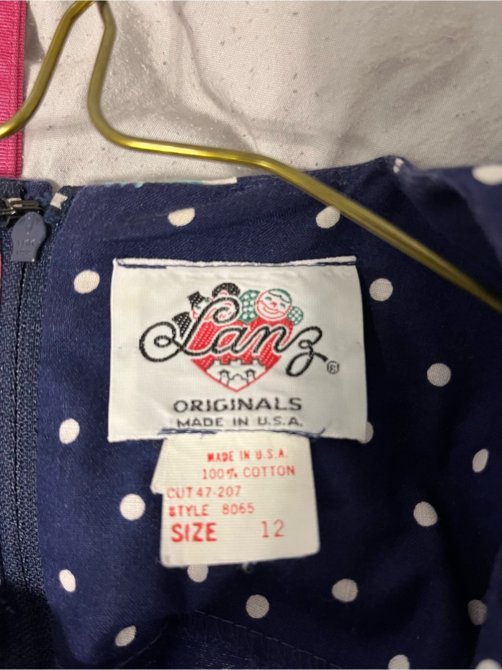 Lanz Originals Navy Polka Dot Dress Bodysuit - Navy/White